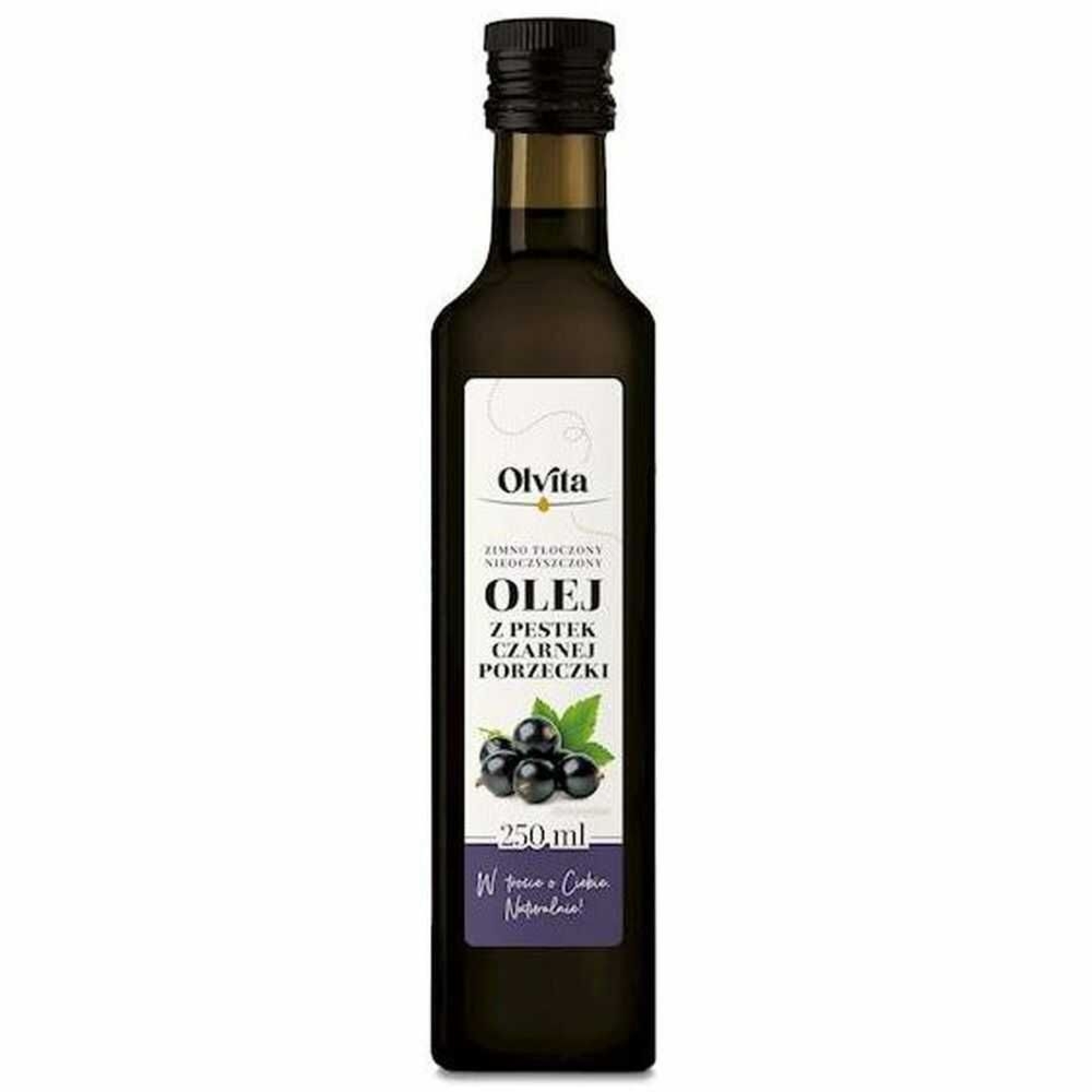 Olej z Pestek Czarnej Porzeczki Tłoczony na Zimno Nieoczyszczony 250 ml - Olvita