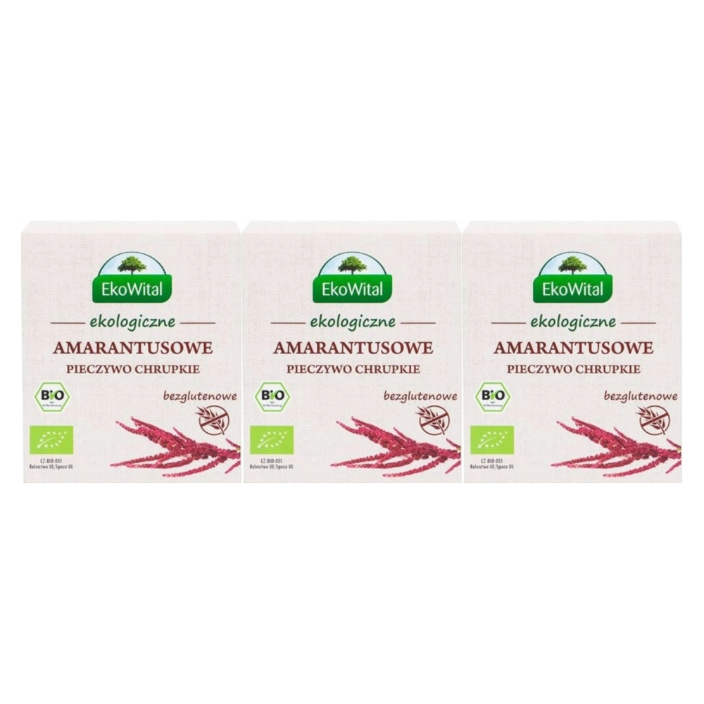 3 x Pieczywo Chrupkie Amarantusowe Bezglutenowe Bio 100 g - EkoWital