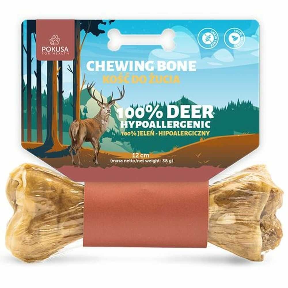 Kość do Żucia Jeleń Hipoalergiczna 38 g (12 cm) - Pokusa