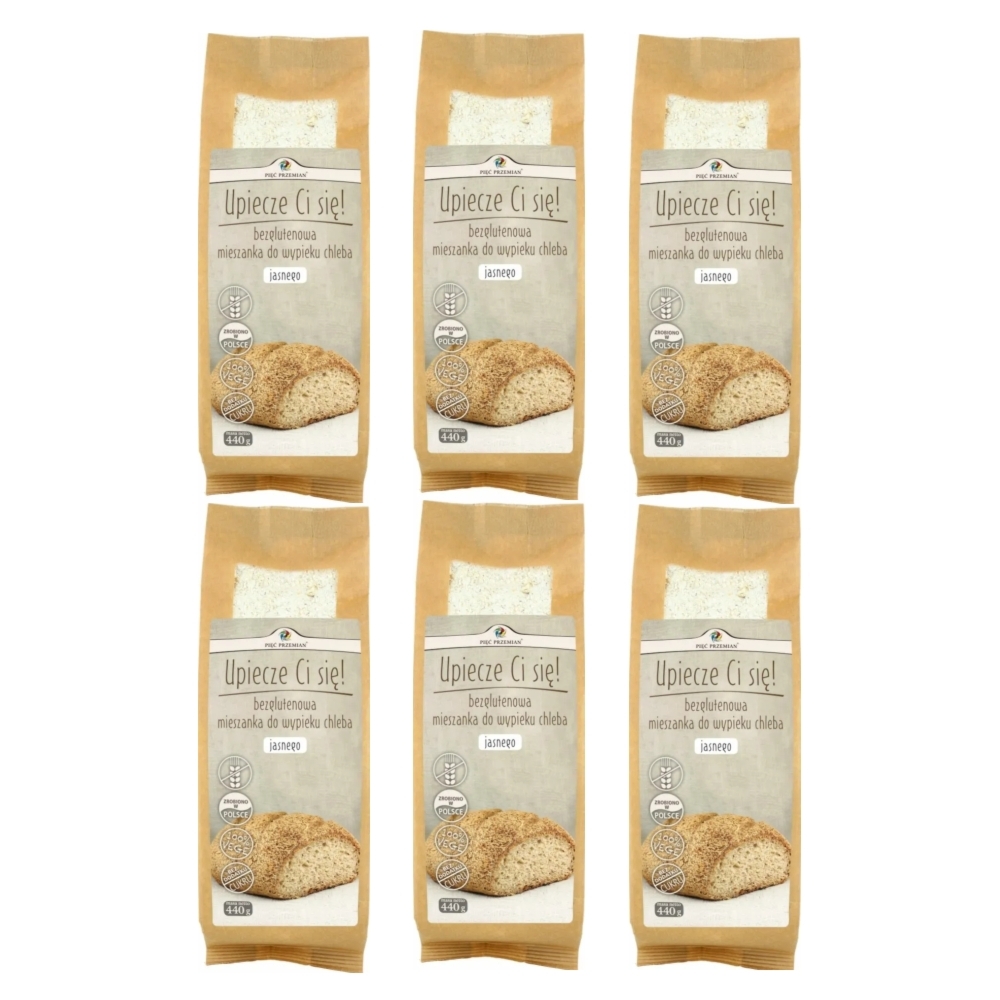 6 x Mieszanka Chleba Bezglutenowego Jasnego 440 g Pięć Przemian