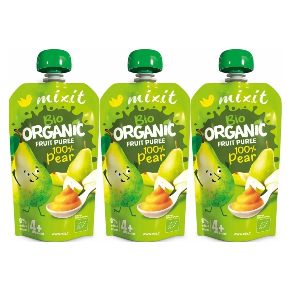 3 x BIO Mus Owocowy 100% Gruszka Bez Dodatku Cukru 100 g - Mixit