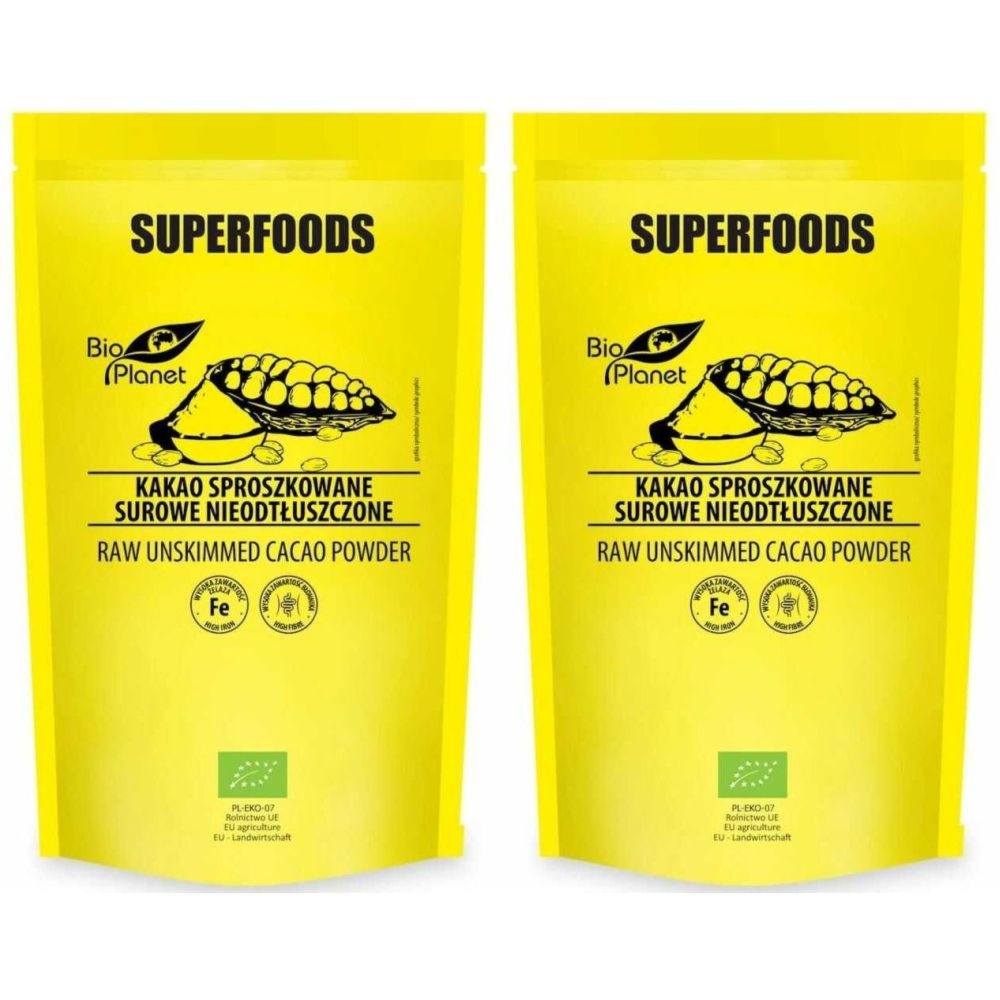 2 x Kakao Sproszkowane Surowe Nieodtłuszczone Bio 150 g - Bio Planet