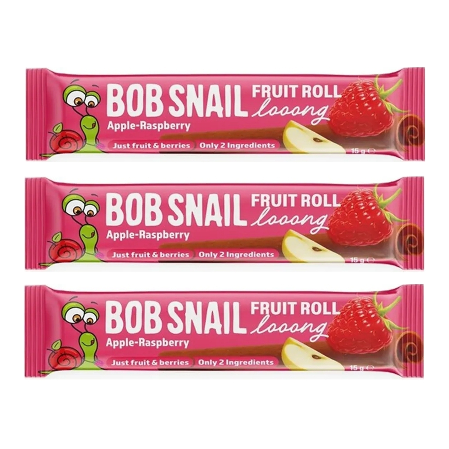 3 x Przekąska Jabłko i Malina ROLL LOOONG 15 g - Bob Snail
