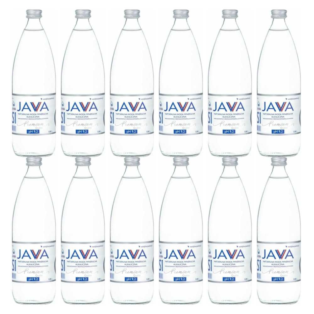 12 x Naturalna Woda Mineralna Alkaliczna Niegazowana 860 ml (Szkło) - Java