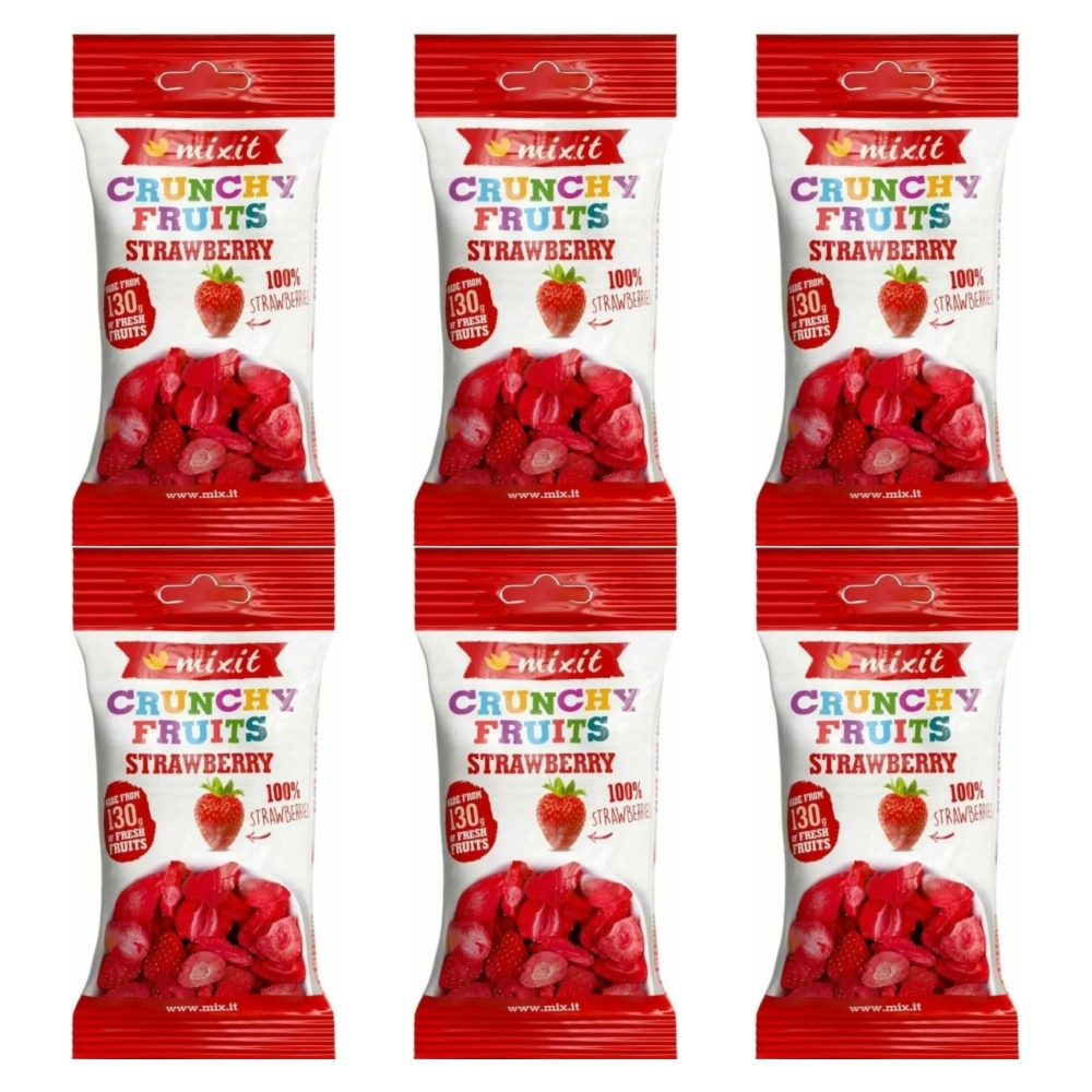 6 x Chrupiąca Truskawka do Kieszeni (Owoce Liofilizowane) 13 g - Mixit