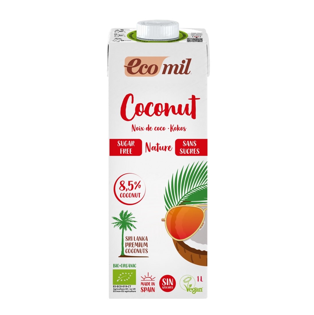 Napój Kokosowy Bezglutenowy Niesłodzony Bio 1 l Ecomil - Mleko Kokosowe Śniadaniowe Niesłodzone