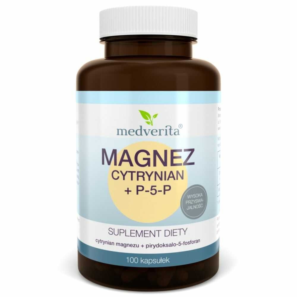 Magnez Cytrynian+ P-5-P 100 Kapsułek - Medverita