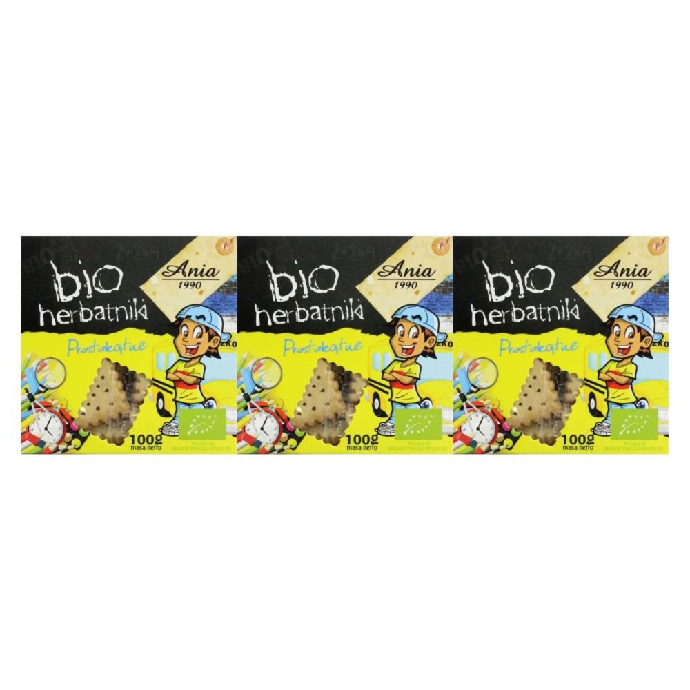 3 x Herbatniki Prostokątne Bio 100 g - Ania