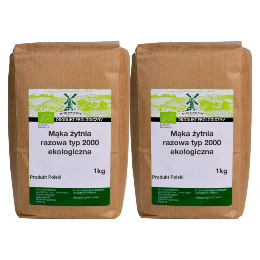 2 x Mąka Żytnia Razowa Typ 2000 Eko 1 kg - Młyn Kopytowa