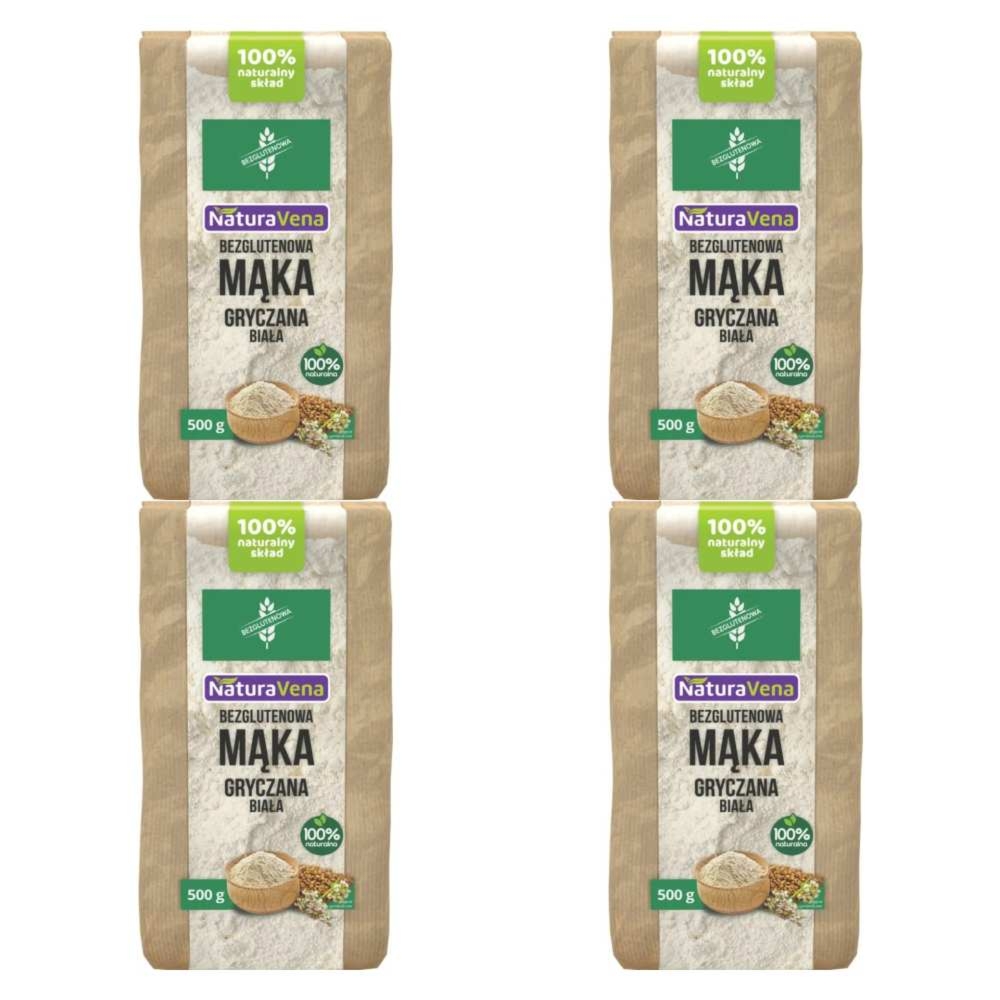 4 x Mąka Gryczana Biała Bezglutenowa 500 g - NaturAvena
