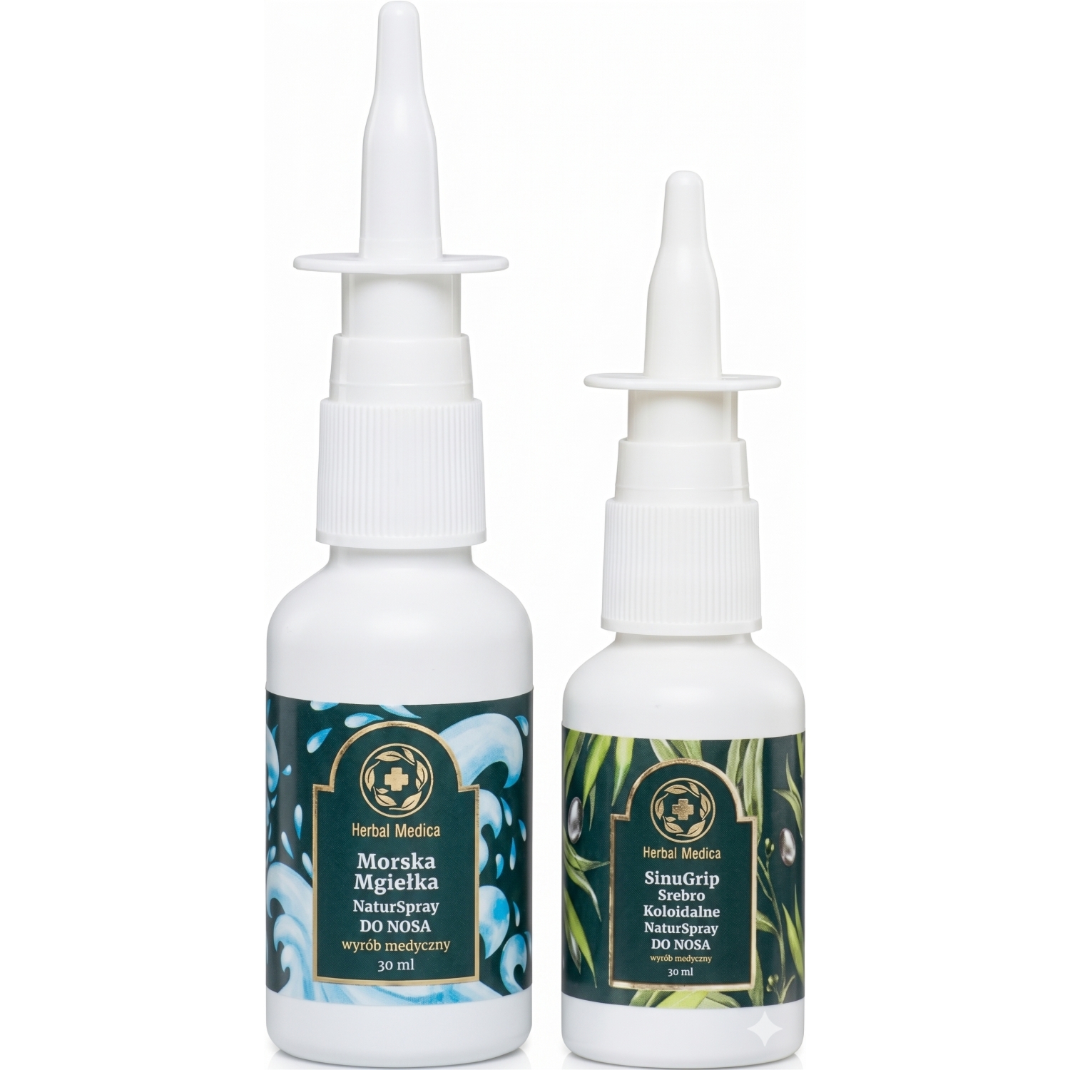 Mgiełka Morska NaturSpray do Nosa Izotoniczna 30 ml + SinuGrip Srebro Koloidalne NaturSpray do Nosa 30 ml - Herbal Medica