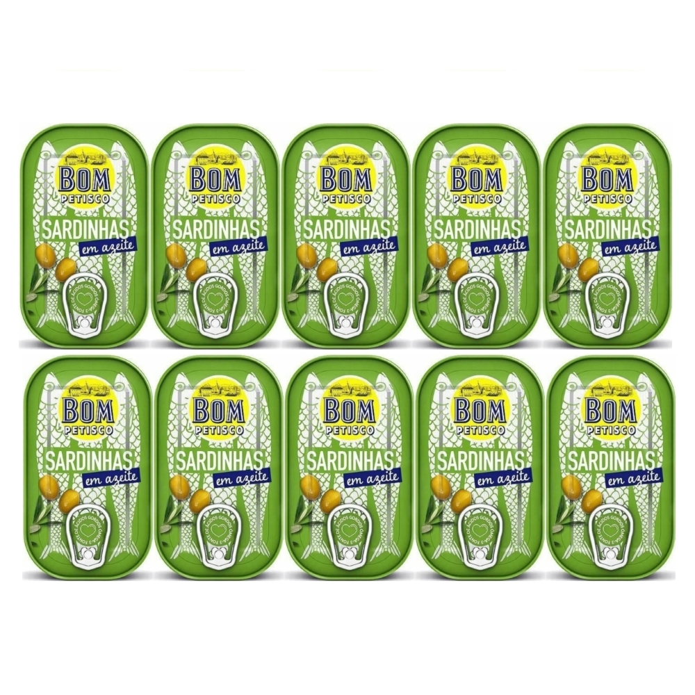 10 x Sardynki Portugalskie w Oliwie z Oliwek 120 g (84 g) - Bom Petisco