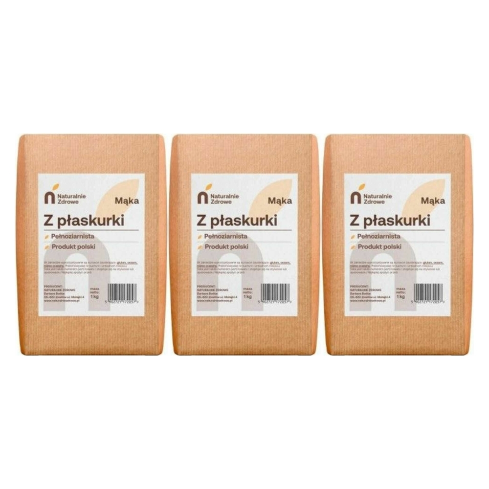 3 x Mąka z Płaskurki Pełnoziarnista Typ 2000 1 kg - Naturalnie Zdrowe