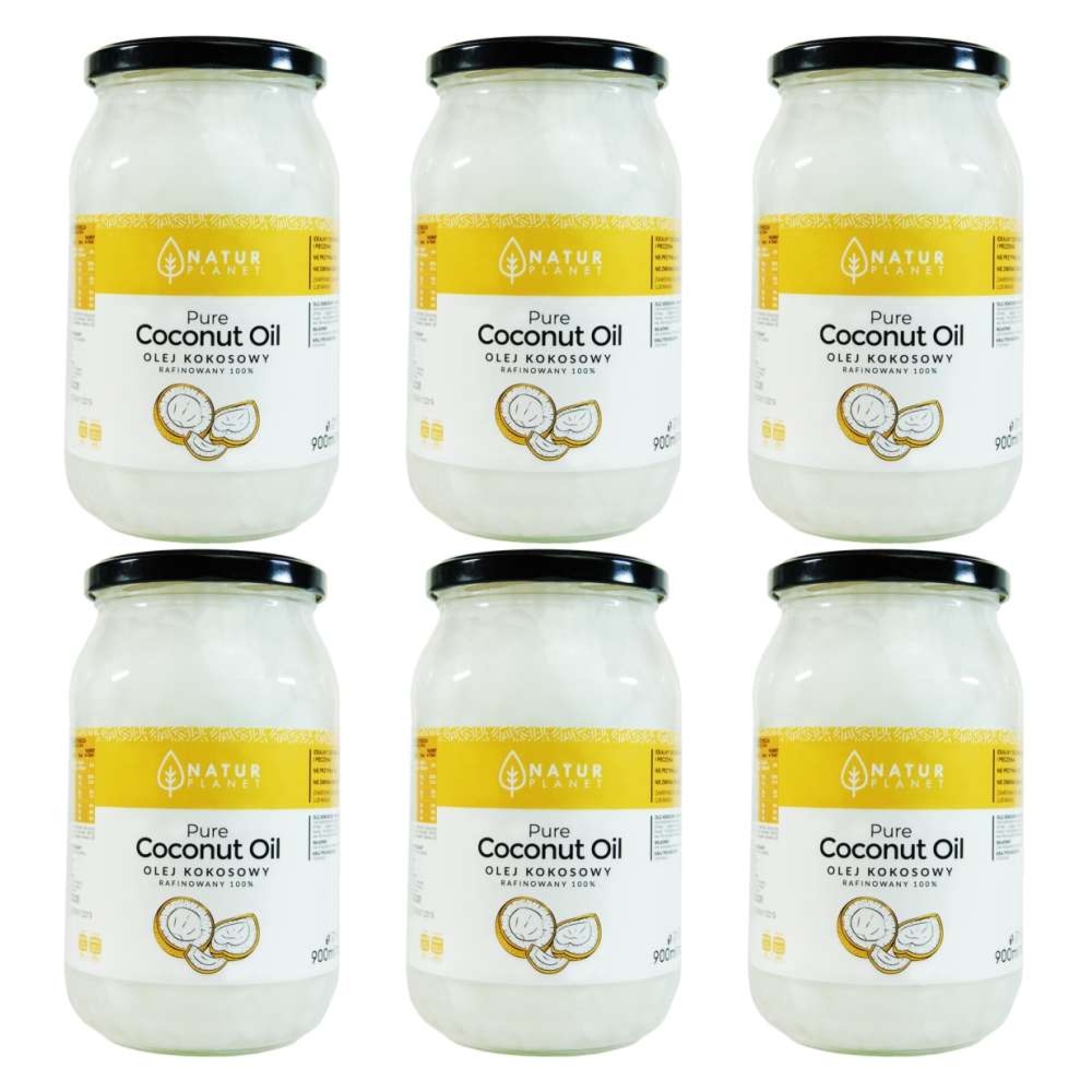Zestaw 6 x Olej Kokosowy Bezzapachowy Rafinowany 900 ml  -  Natur Planet