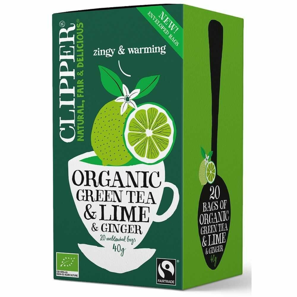Herbata Zielona z Limonką i Imbirem Bio 40 g (20x 2g) - Clipper