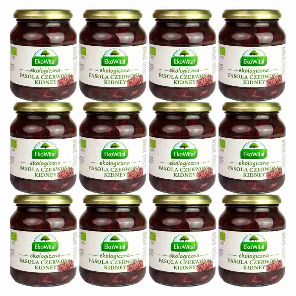 12 x Fasola Czerwona Kidney w Zalewie Bio 360 g (240 g) - Eko-Wital