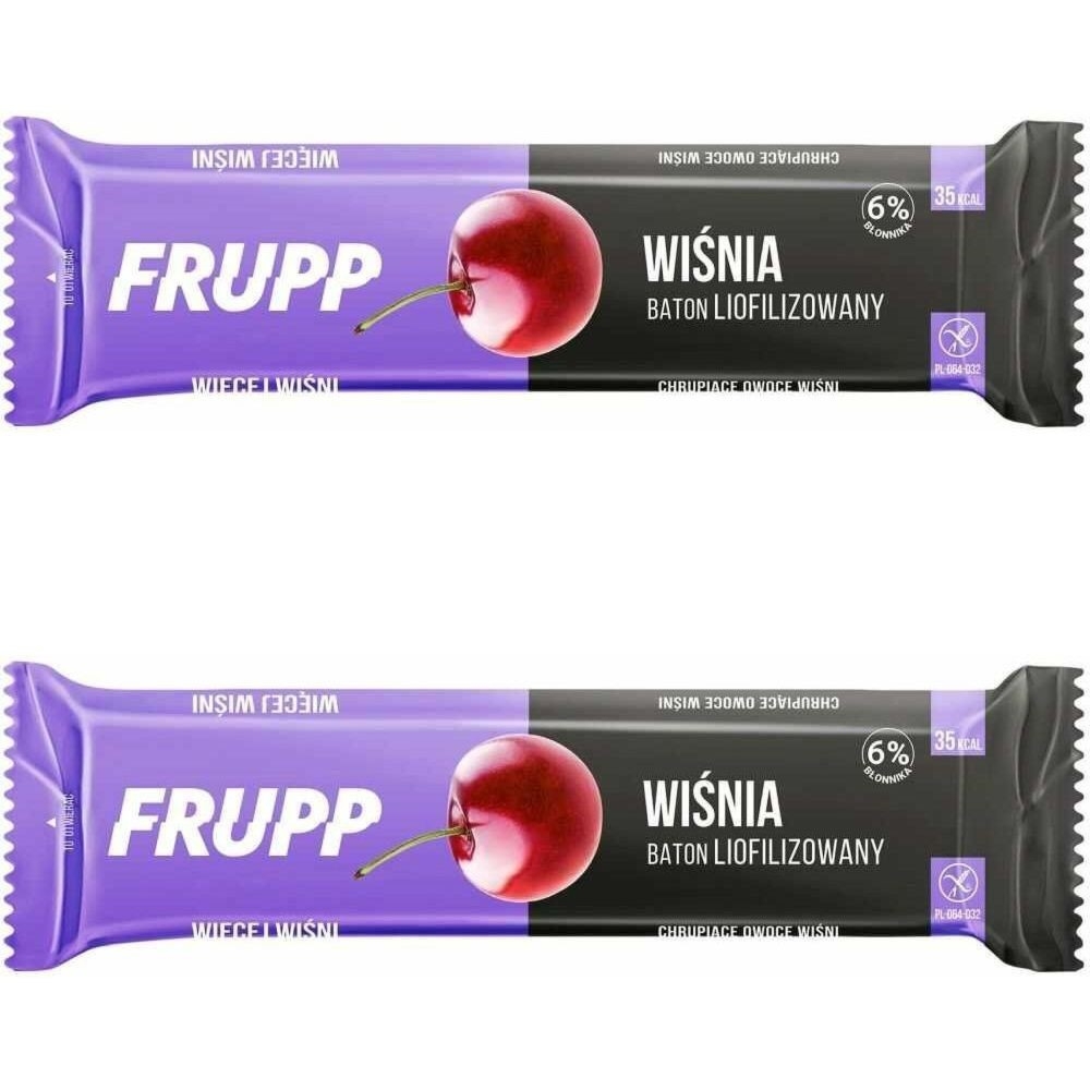 2 x Baton Liofilizowany WIŚNIA Bezglutenowy Bez Dodatku Cukru 10 g - Frupp