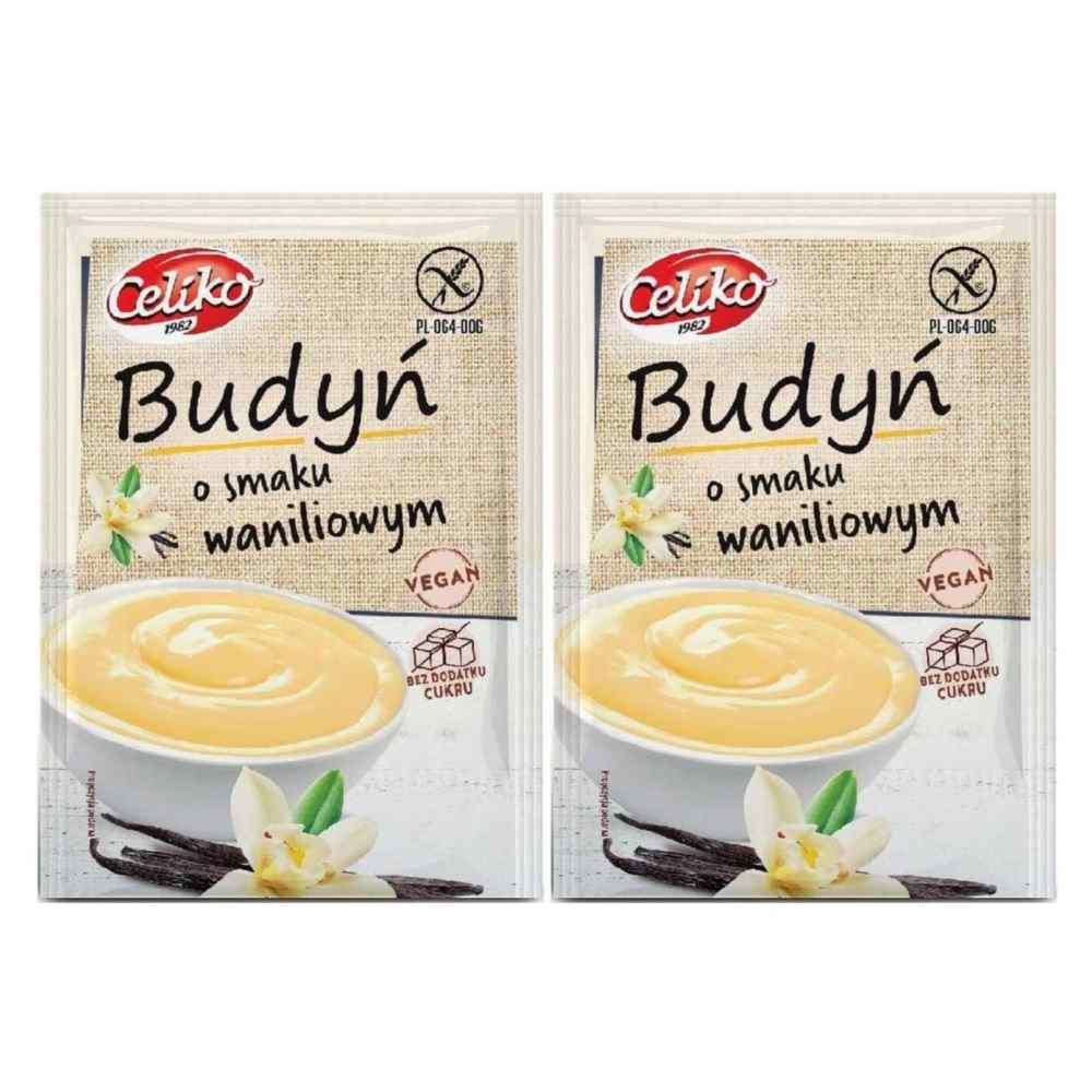 Zestaw 2 x Budyń o Smaku Waniliowym Bezglutenowy Bez Dodatku Cukru 40 g - Celiko