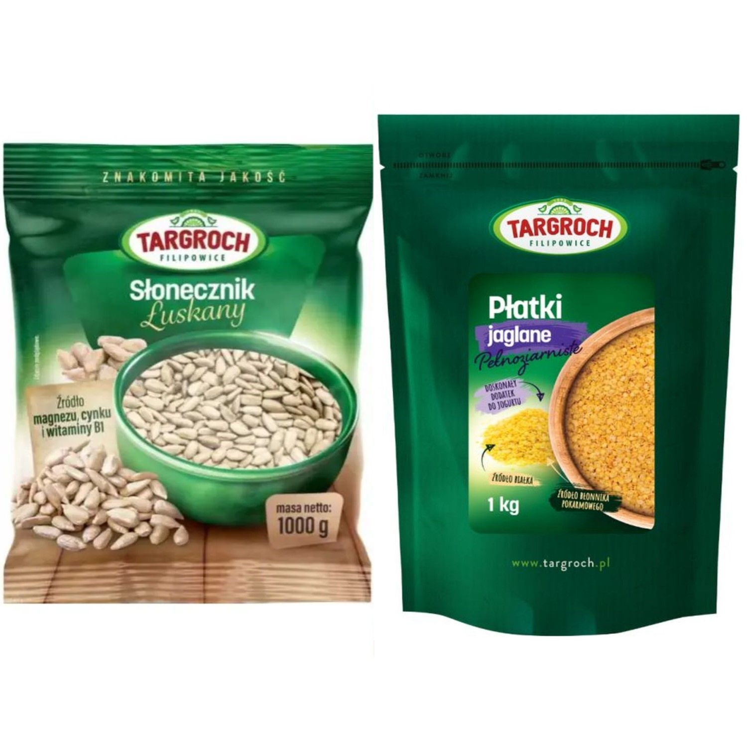 Słonecznik Łuskany 1 kg - Targroch + Płatki Jaglane 1 kg - Targroch