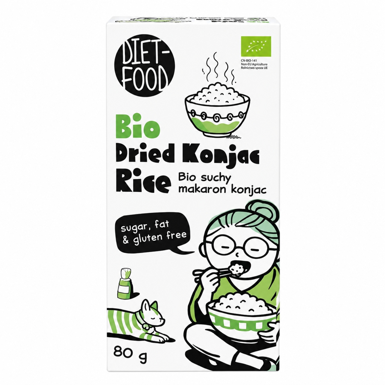 Suchy Makaron Shirataki Konjac w Kształcie Ryżu BIO Bez Dodatku Cukru 80 g Diet-Food