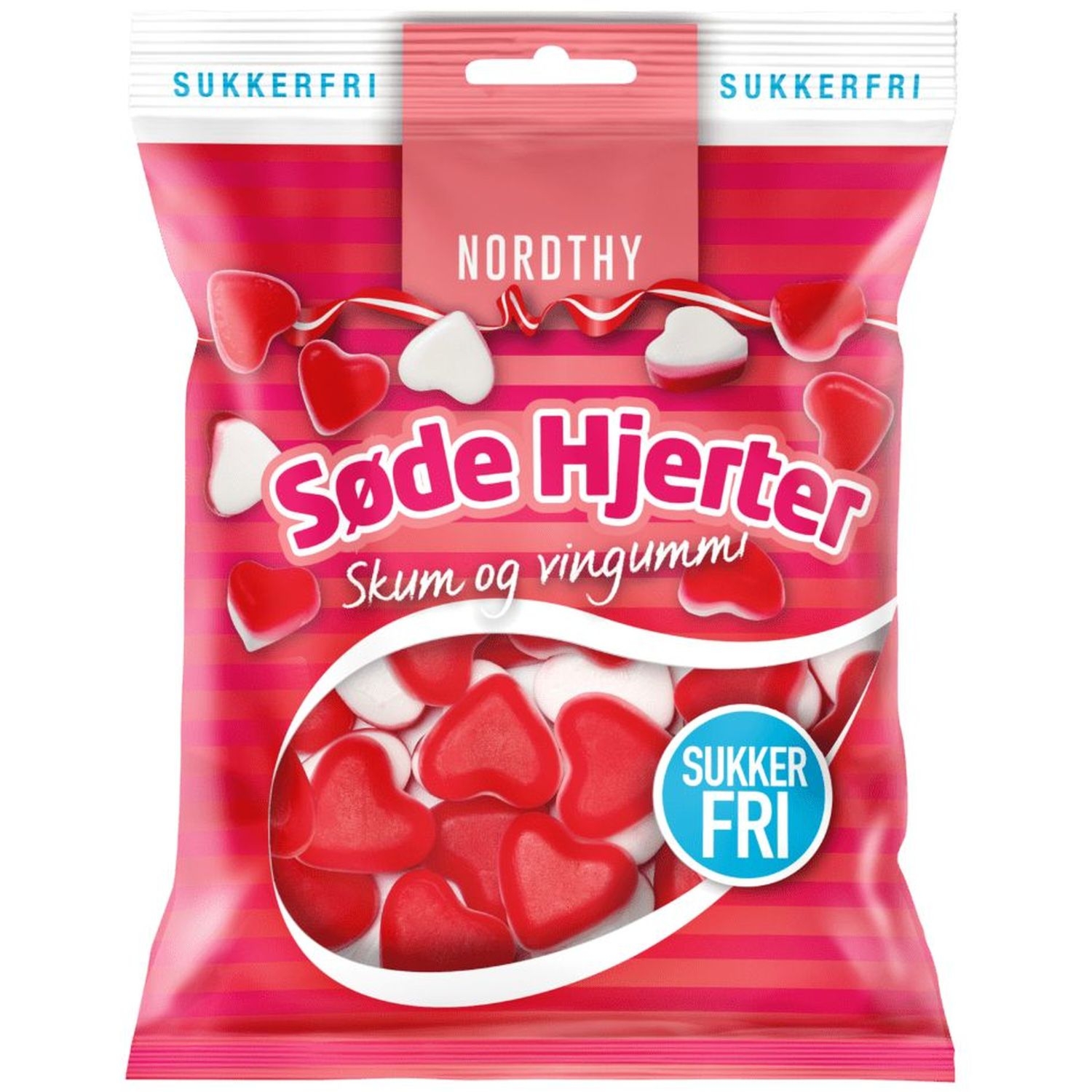Żelki o Smaku Truskawkowym Bez Dodatku Cukru 65 g - Nordthy