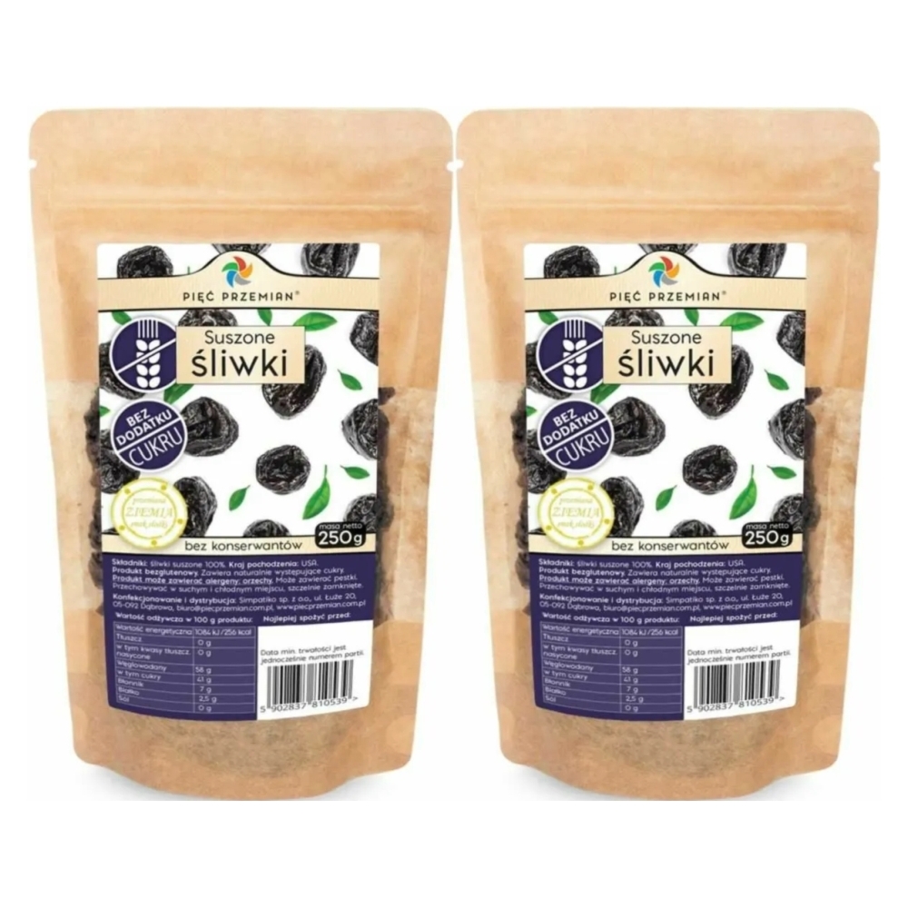 2 x Śliwki Suszone Bez Dodatku Cukru 250 g - Simpatiko