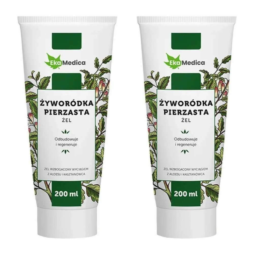 2 x Żel Żyworódka Pierzasta z Aloesem i Kasztanowcem 200 ml - Ekamedica