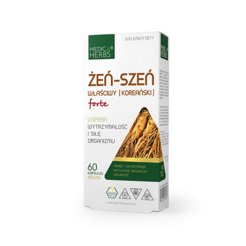 Żeń-Szeń Właściwy Koreański Forte 60 Kapsułek - Medica Herbs