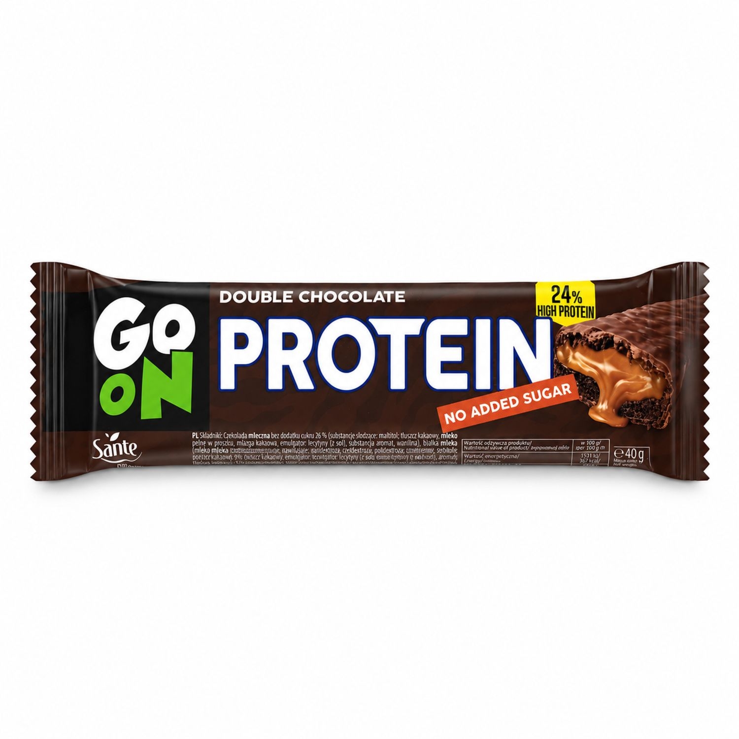 Baton Proteinowy Double Chocolate Bez Dodatku Cukru 45 g - GO ON