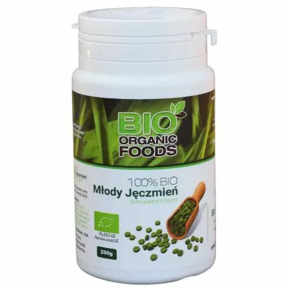 Zdjęcia - Witaminy i składniki mineralne Organic 100 BIO Młody Jęczmień 280 g Tabletki - Bio  Foods 