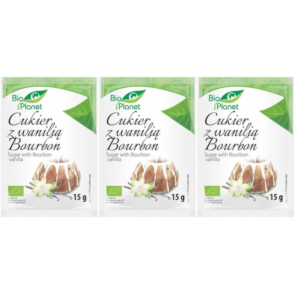 Zestaw 3 x Cukier Waniliowy z Wanilią Bourbon Bio 15 g - Bio Planet