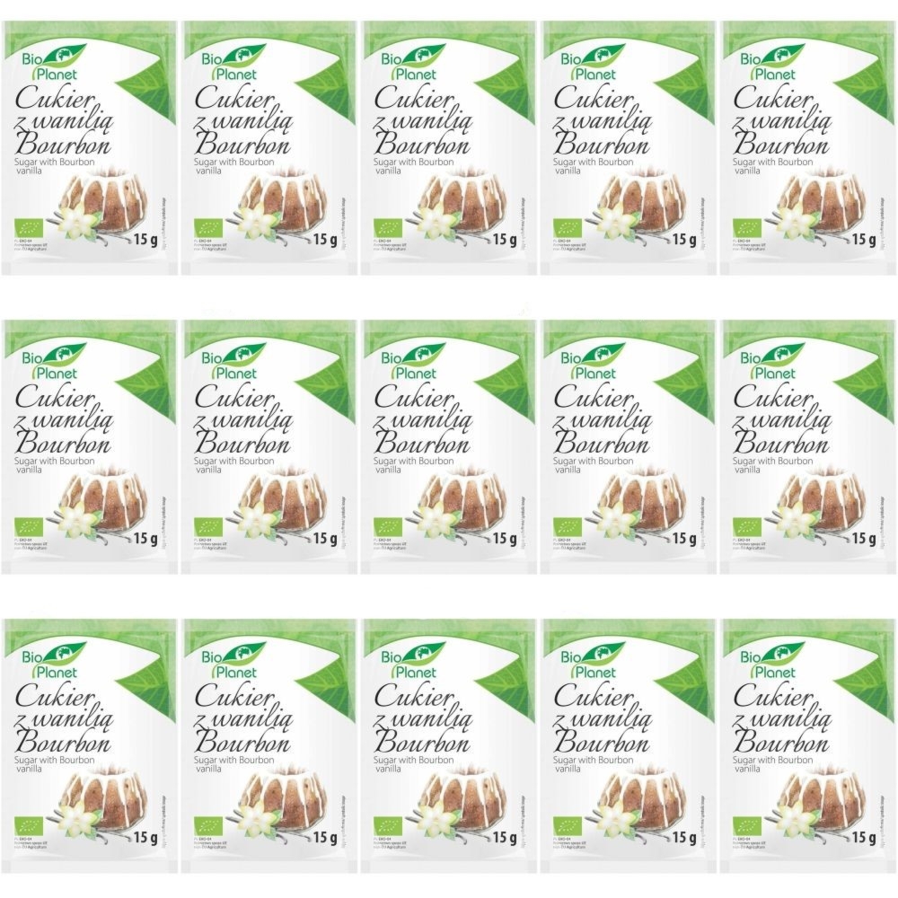 Zestaw 15 x Cukier Waniliowy z Wanilią Bourbon Bio 15 g - Bio Planet