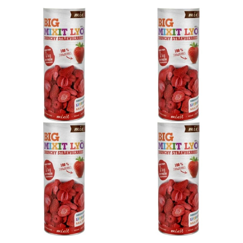 4 x Duża Chrupiąca Truskawka (Liofilizowane Truskawki) 100 g - Mixit