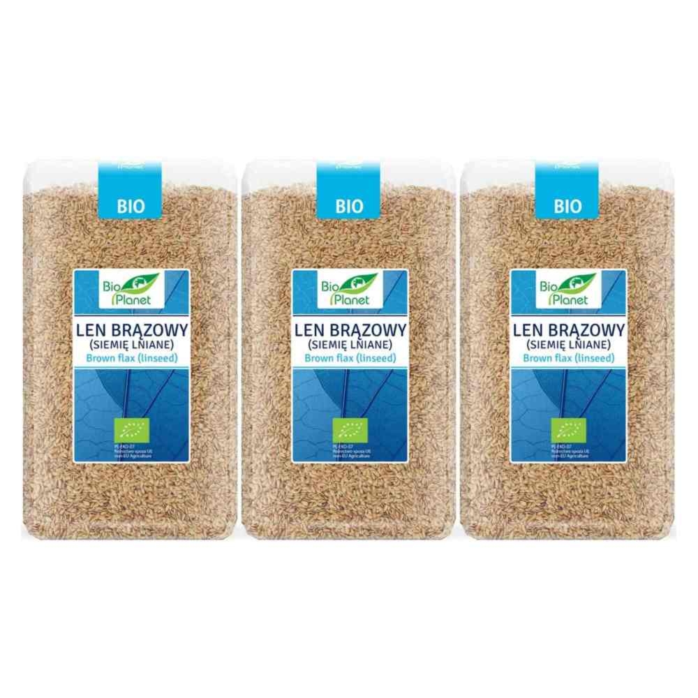 3 x Len Brązowy Siemię Lniane Nasiona Lnu Bio 1 kg Bio Planet