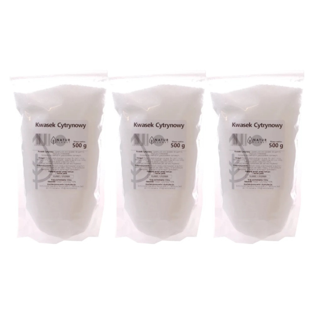 3 x Kwasek Cytrynowy Proszek 500 g - Natur Planet