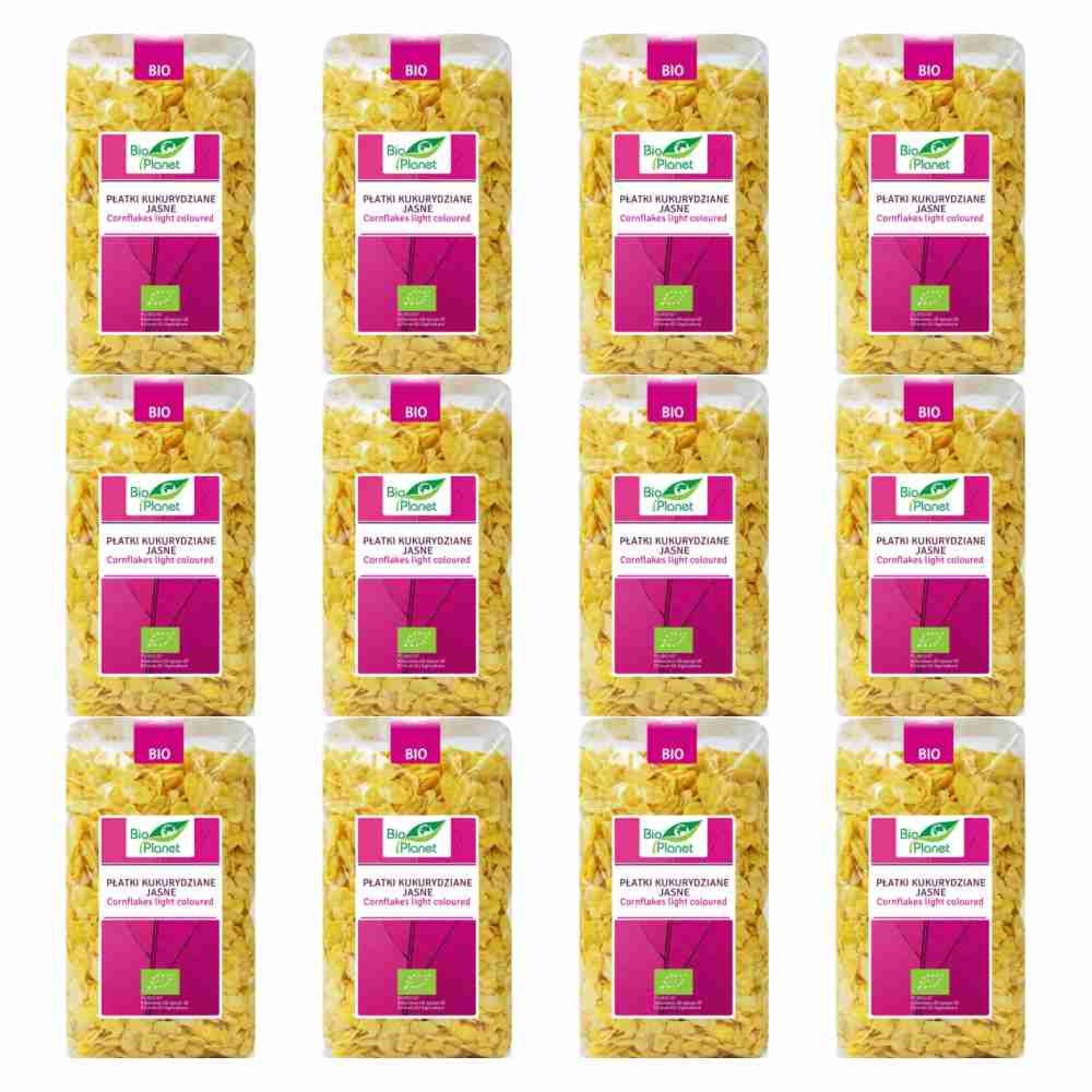 12 x Płatki Kukurydziane Jasne Bio 250 g - Bio Planet - Płatki Śniadaniowe Eko