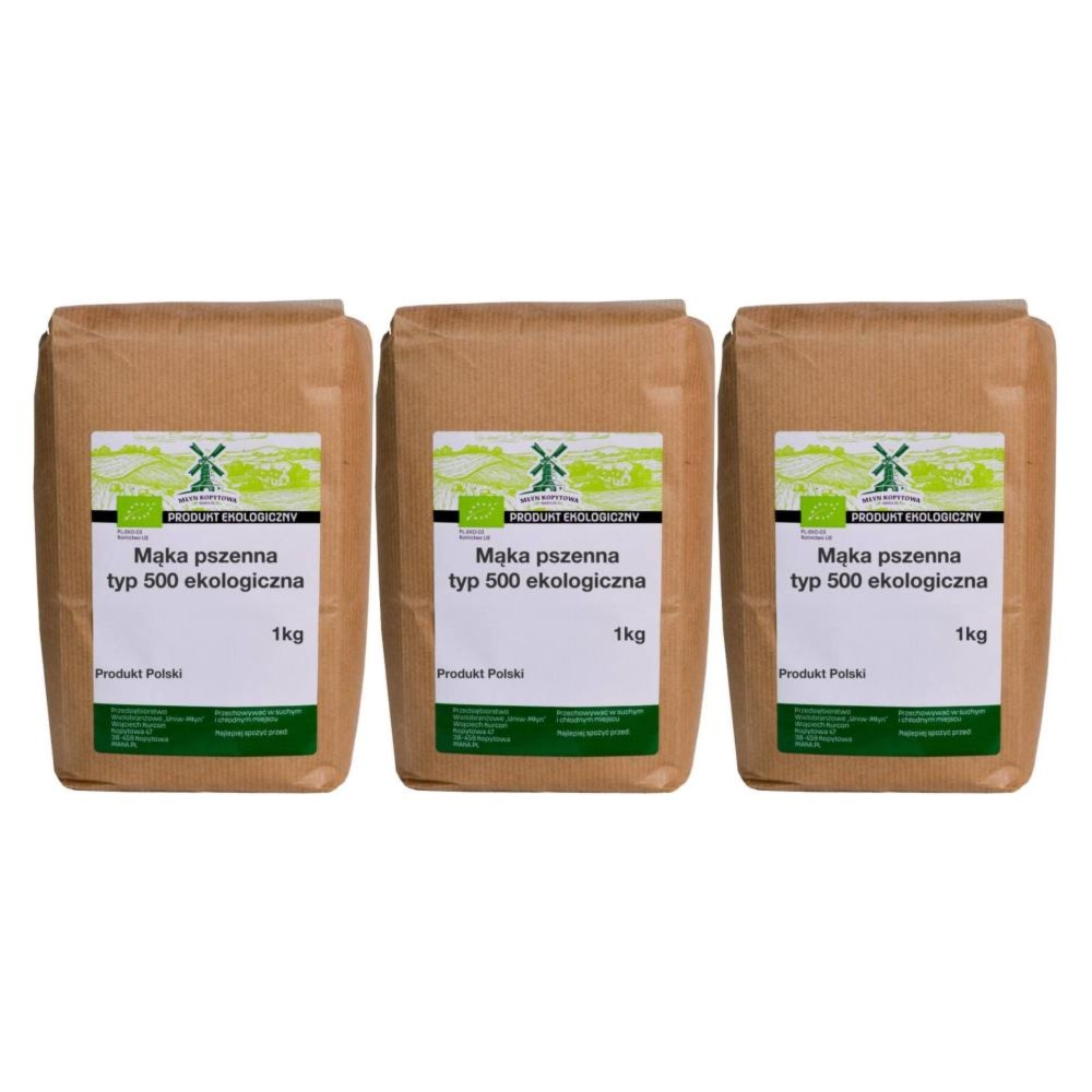 3 x Mąka Pszenna Typ 500 Eko 1 kg - Młyn Kopytowa