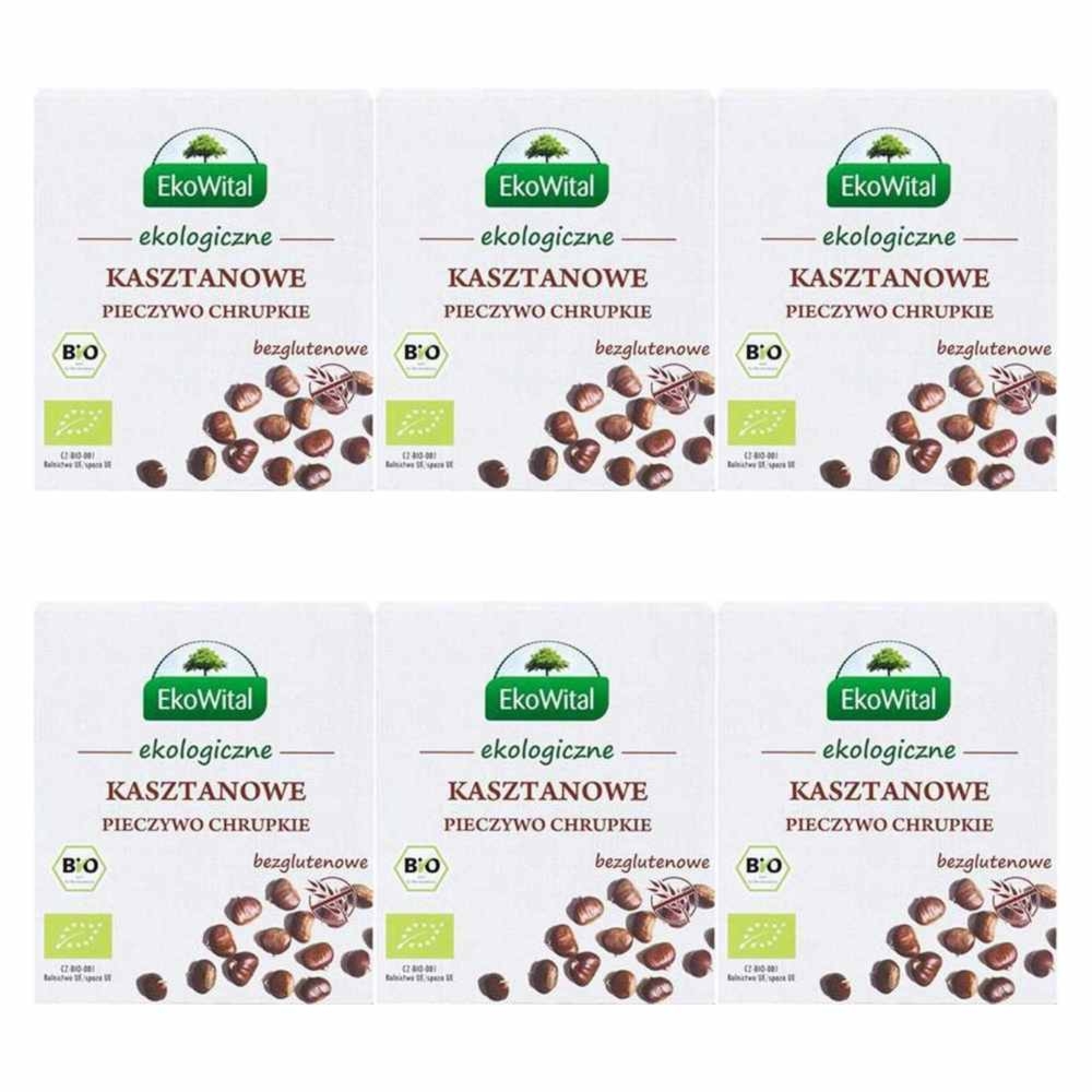 6 x Pieczywo Chrupkie Kasztanowe Bezglutenowe Bio 100 g - EkoWital