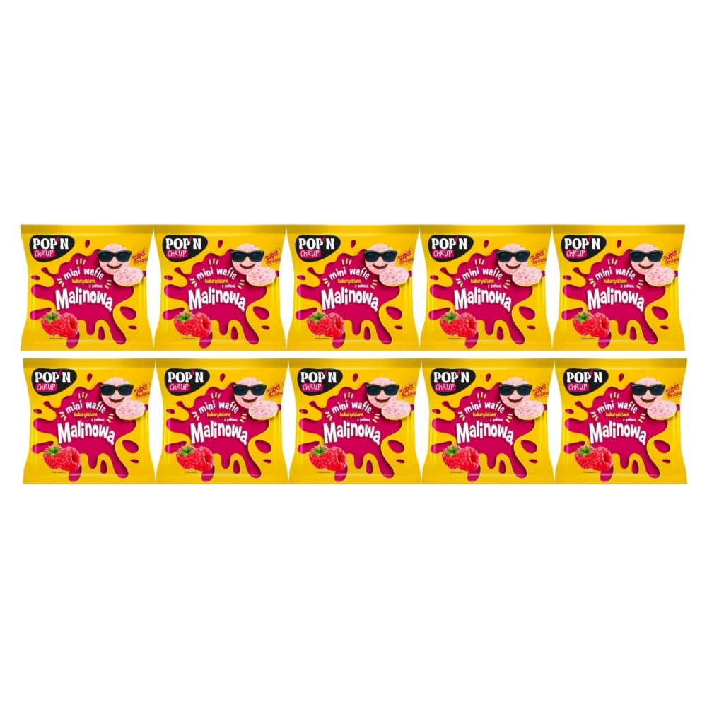 10 x Mini Wafelki Kukurydziane z Polewą Malinową 35 g - Sante