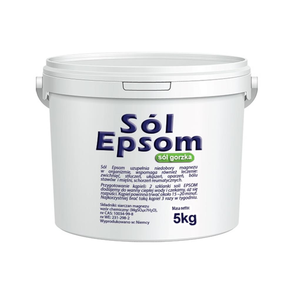 Sól Epsom (Siarczan Magnezu)- Sól Gorzka Wiadro 5 kg - VitaFarm