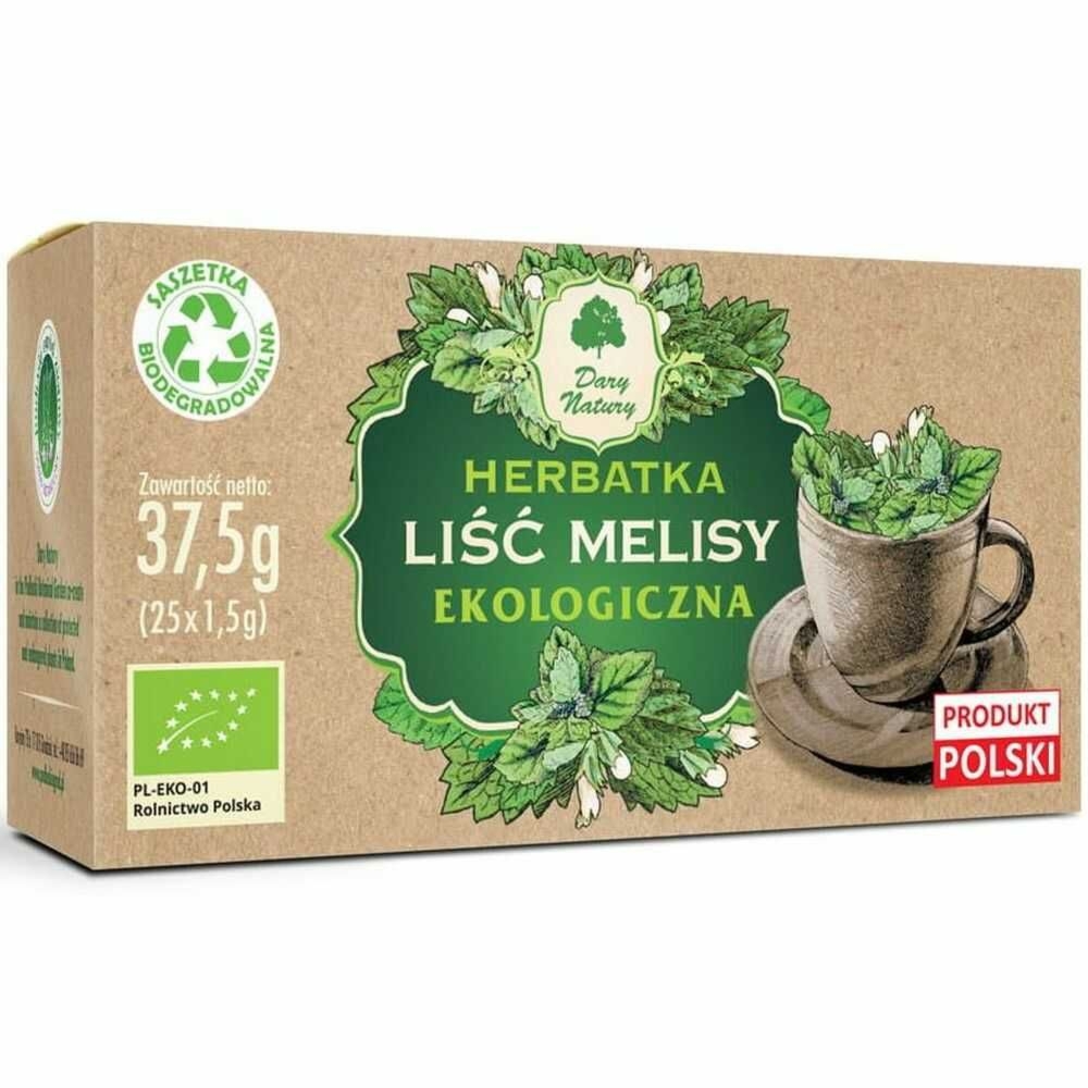 Liść Melisy Herbatka Eko 37,5 g (25x 1,5 g) - Dary Natury