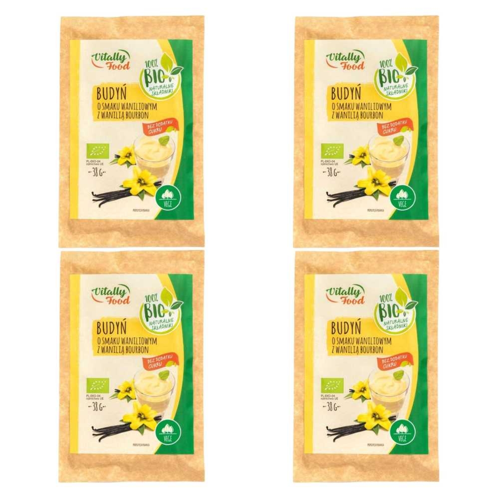 Zestaw 4 x Budyń o Smaku Waniliowym z Wanilią Bourbon Bio 38 g - Vitally Food