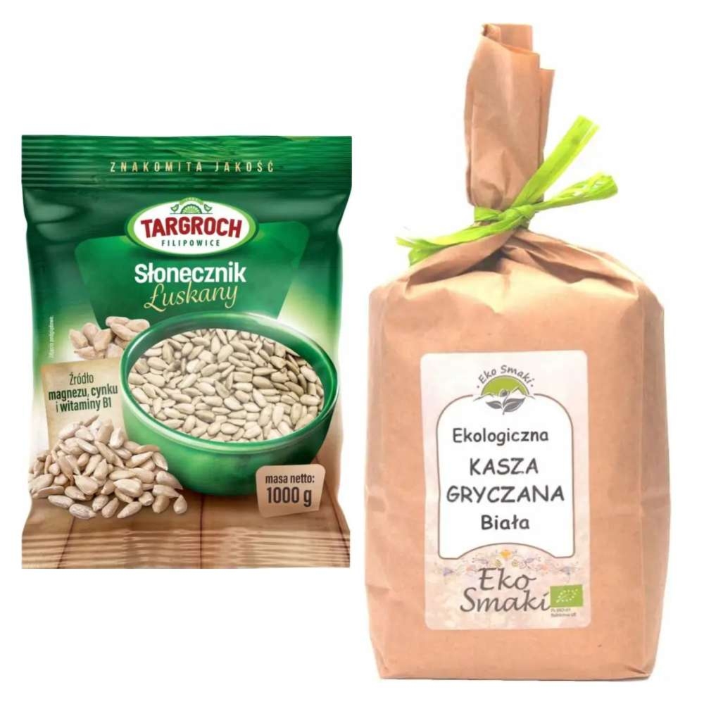 Słonecznik Łuskany 1 kg - Targroch  + Polska Kasza Gryczana Biała Niepalona Eko 1 kg - Dolina Gryki Eko Smaki