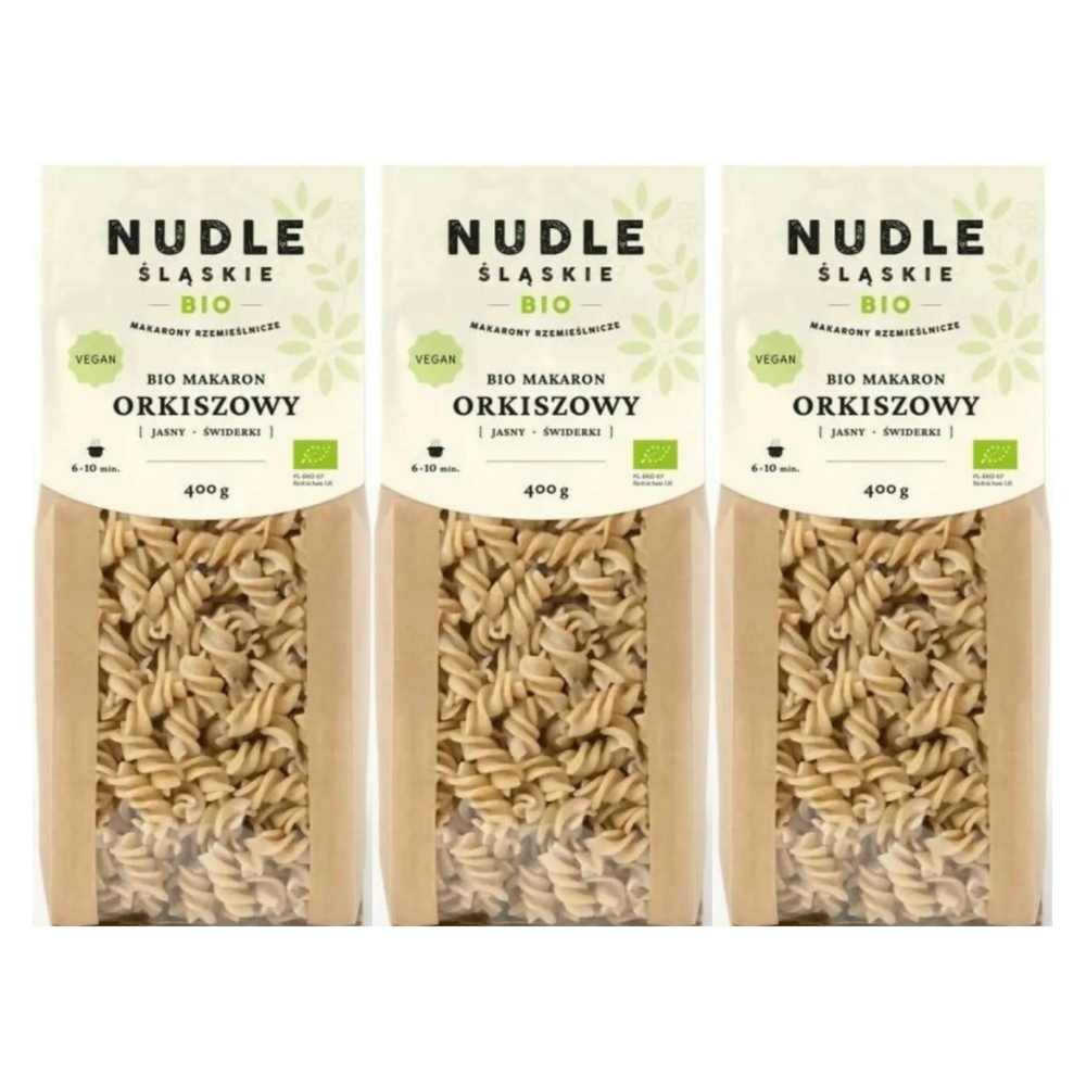 3 x Makaron Orkiszowy Jasny ŚWIDERKI BIO 400 g - Nudle Śląskie