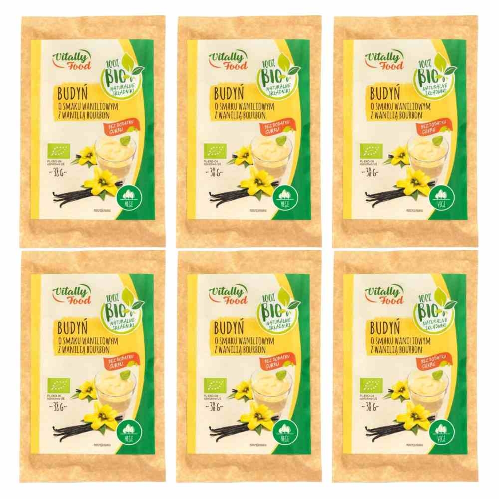 Zestaw 6 x Budyń o Smaku Waniliowym z Wanilią Bourbon Bio 38 g - Vitally Food