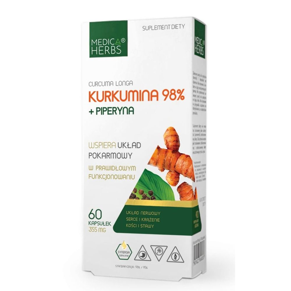 Фото - Інше спортивне харчування Kurkumina 98 +Piperyna 60 Kapsułek - Medica Herbs