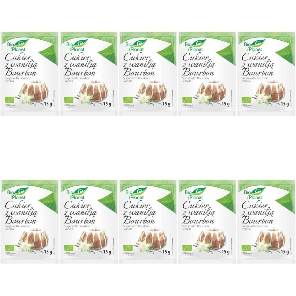 Zestaw 10 x Cukier Waniliowy z Wanilią Bourbon Bio 15 g - Bio Planet