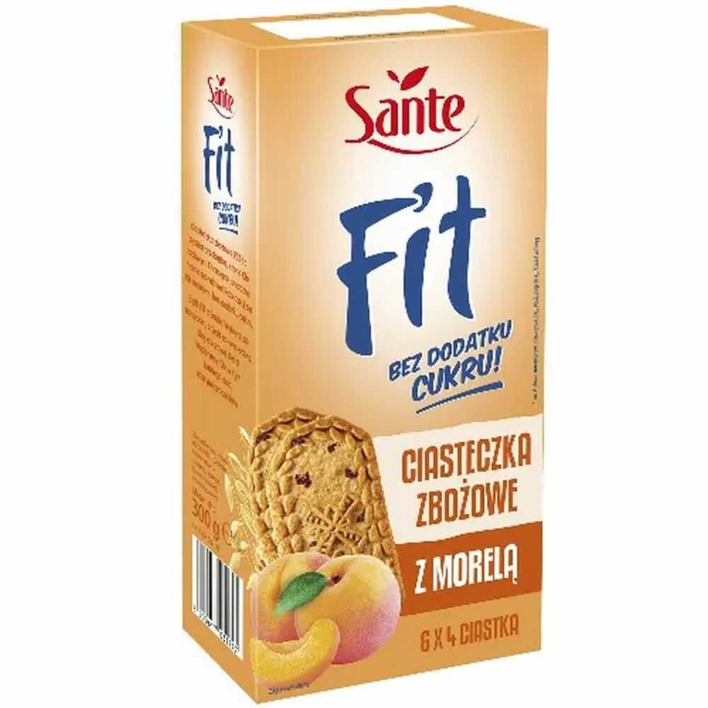 Fit Ciasteczka Zbożowe z Morelą Bez Dodatku Cukru 300 g - Sante