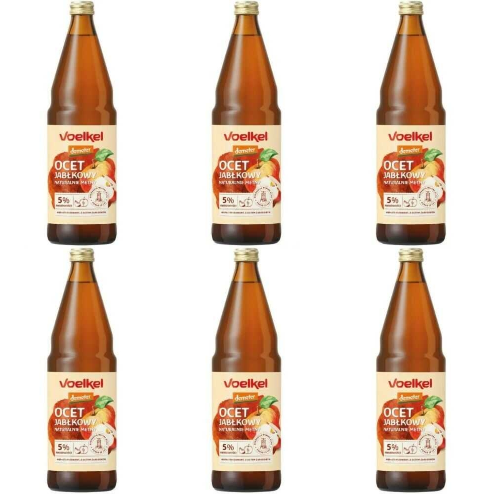 Zestaw 6 x Ocet Jabłkowy Niepasteryzowany Niefiltrowany Bio DEMETER 750 ml - Voelkel