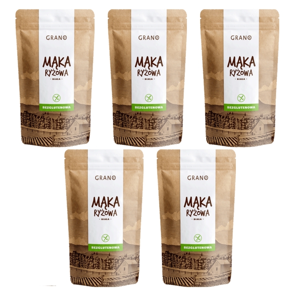5 x Mąka Ryżowa Biała Bezglutenowa 500 g - Grano